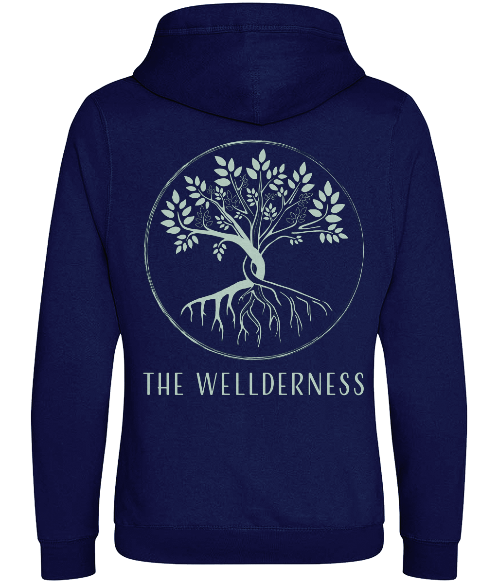 Wellderness Cross Hoodie - Navy with Green Print
