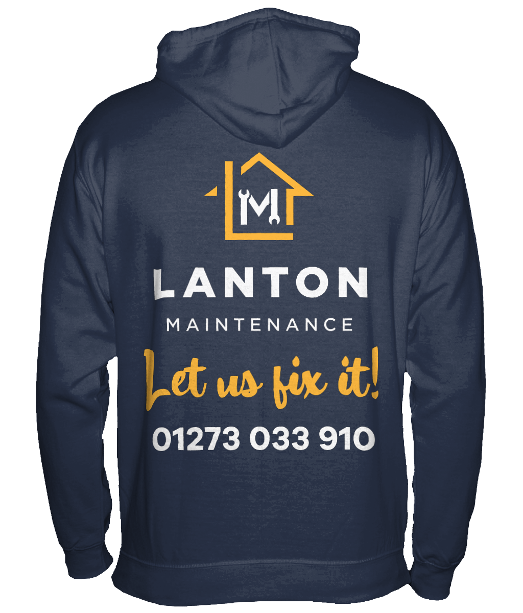 Lanton Navy Hoodie - co branded with Lanton on reverse