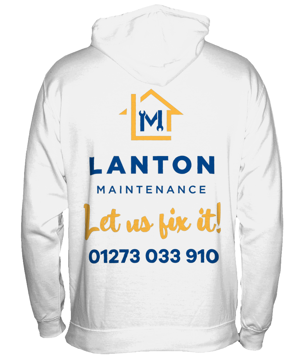Lanton White Hoodie - co branded with Lanton on reverse