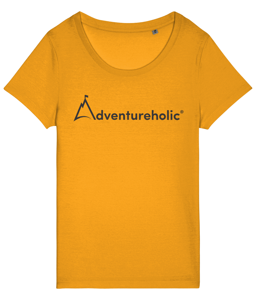Adventureholic Womens Deep Neck Tee-Shirt - Dark Print