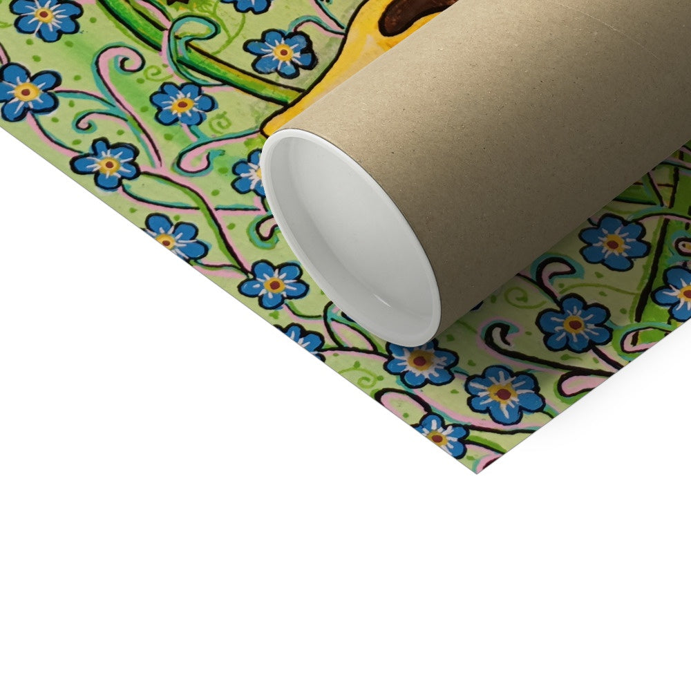 Daffodils And Forget Me Nots Fine Art Print