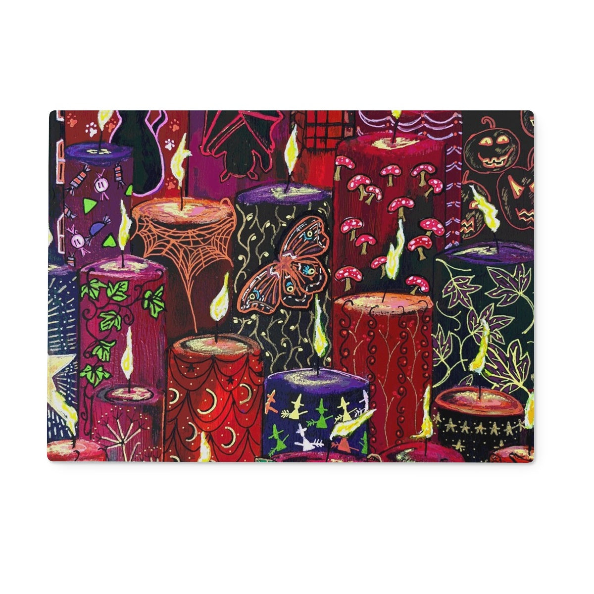 Halloween Candles Glass Chopping Board