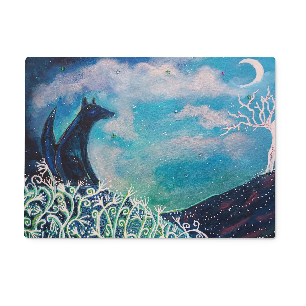 Foxy Moon Glass Chopping Board