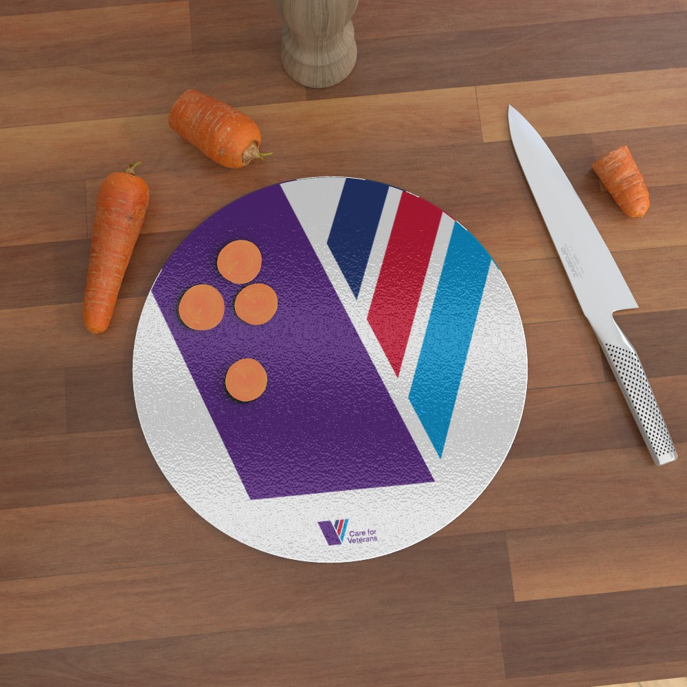 Care For Veterans - Glass Chopping Board - Full colour logo