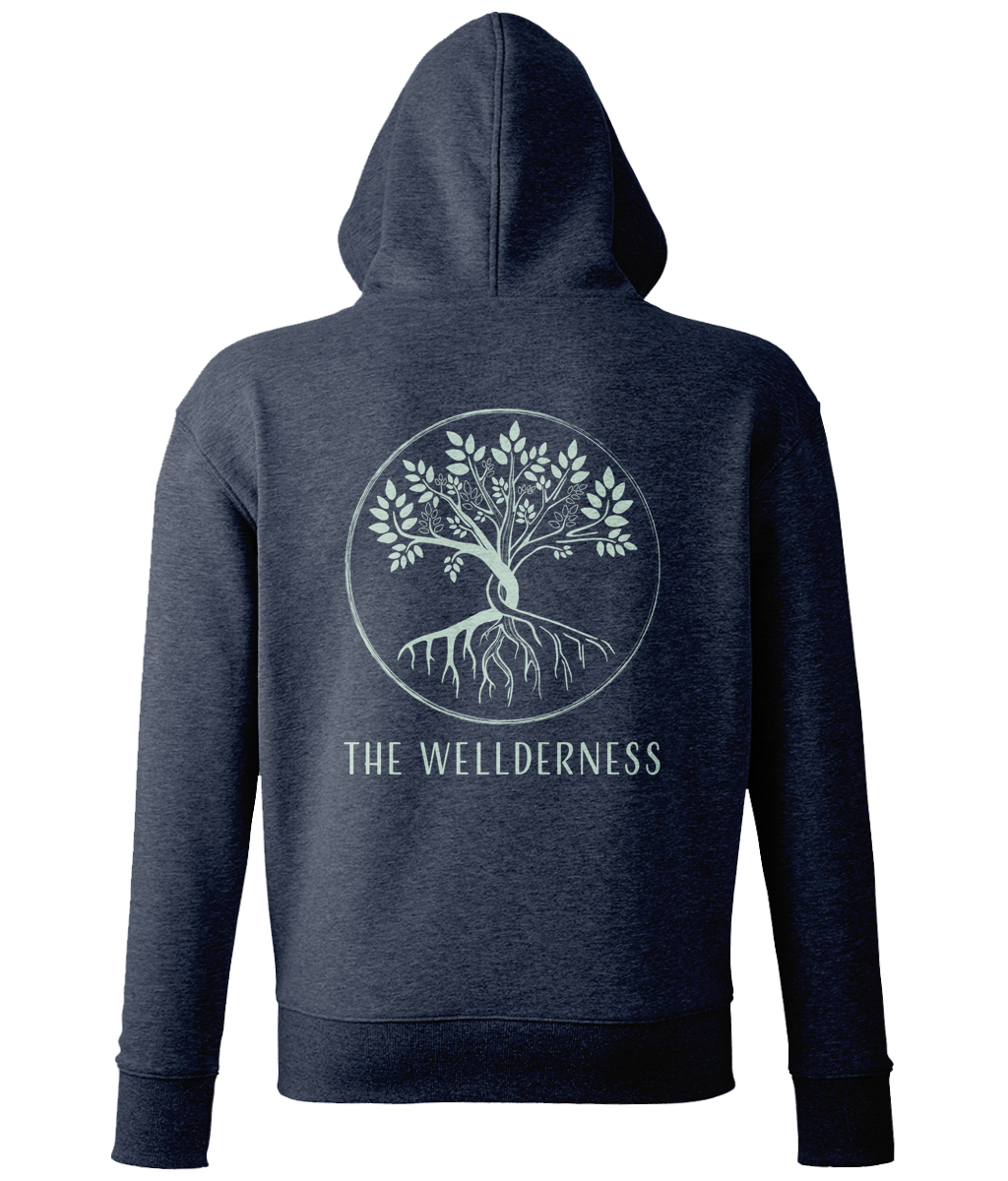 Wellderness Hoodie - Navy with Green Print