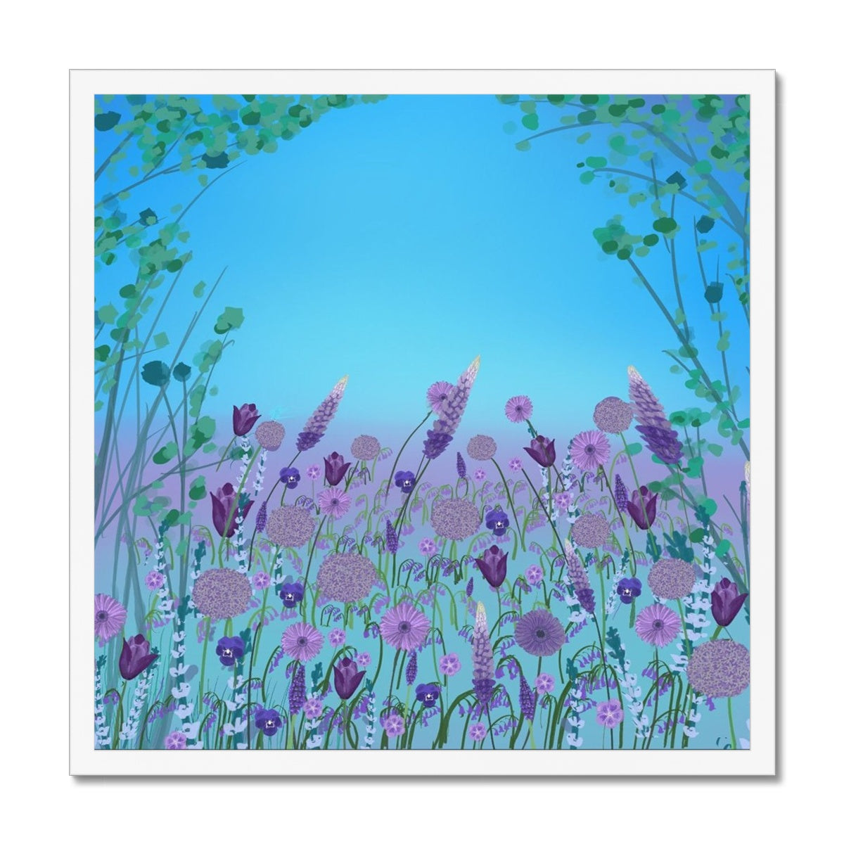 Purple Flowers (Christine) Framed Print