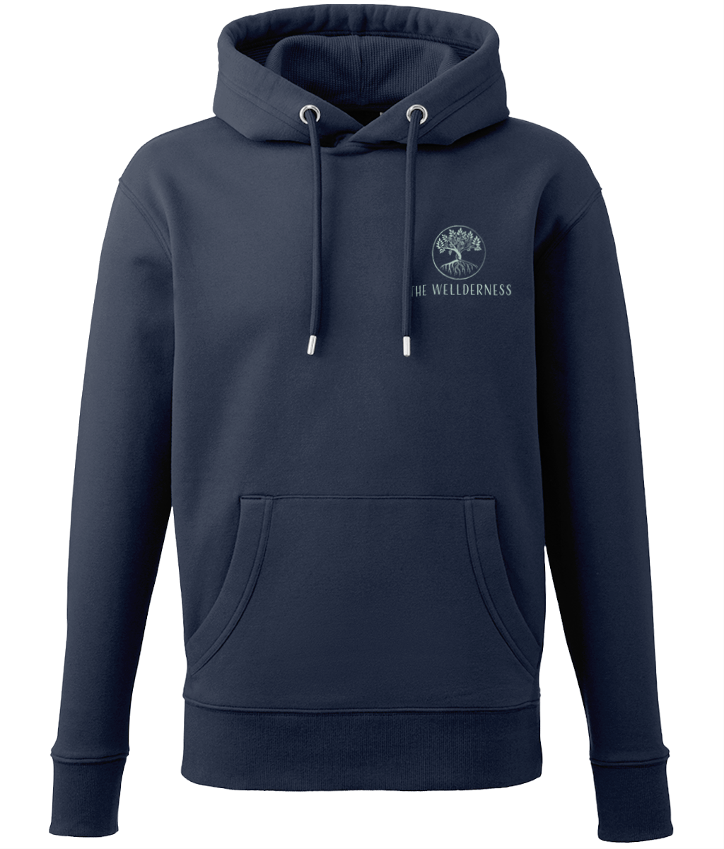 Wellderness Hoodie - Navy with Green Print