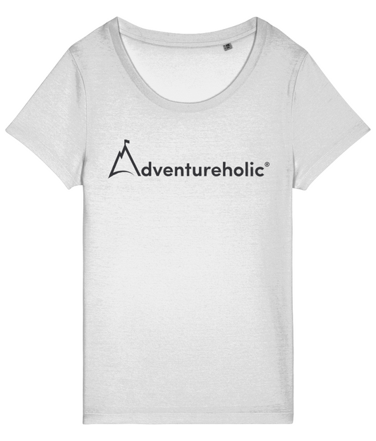 Adventureholic Womens Deep Neck Tee-Shirt - Dark Print