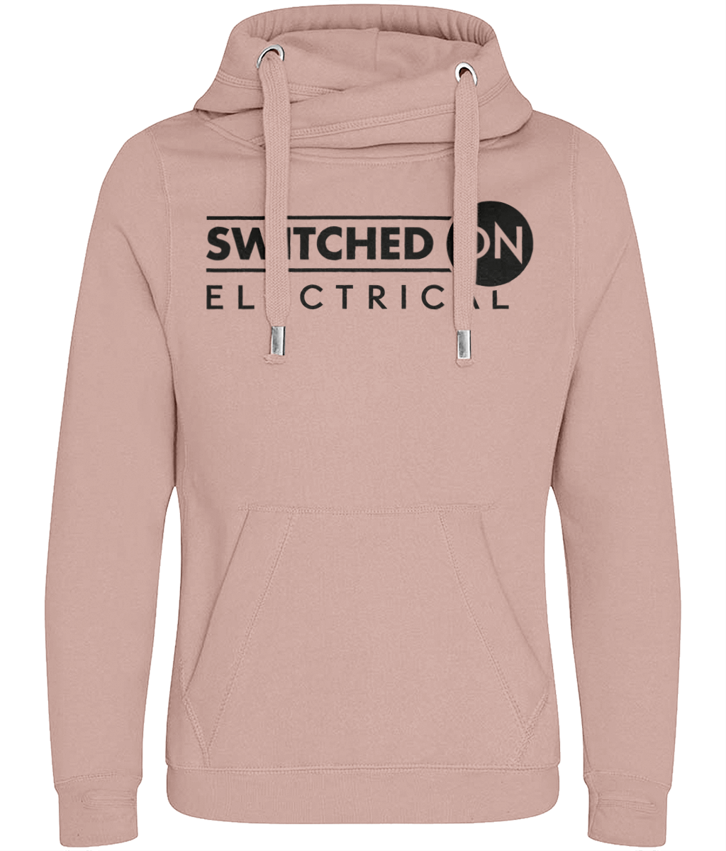 Switched On Electrical - Cross Neck Hoodie - Black Print