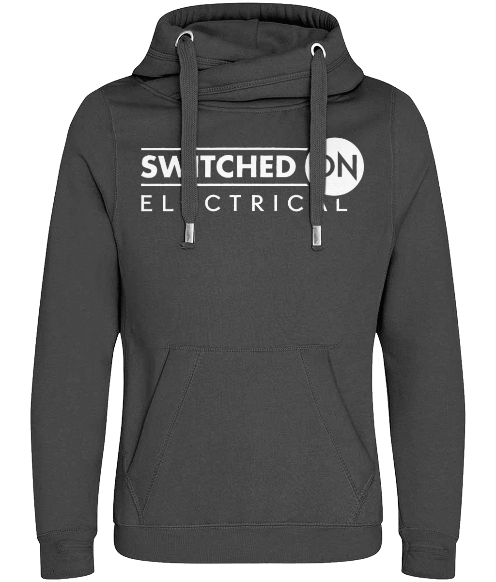 Switched On Electrical - Cross Neck Hoodie - White Print