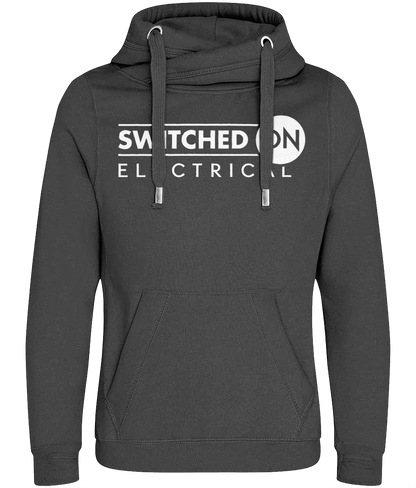 Switched On Electrical - Cross Neck Hoodie - White Print