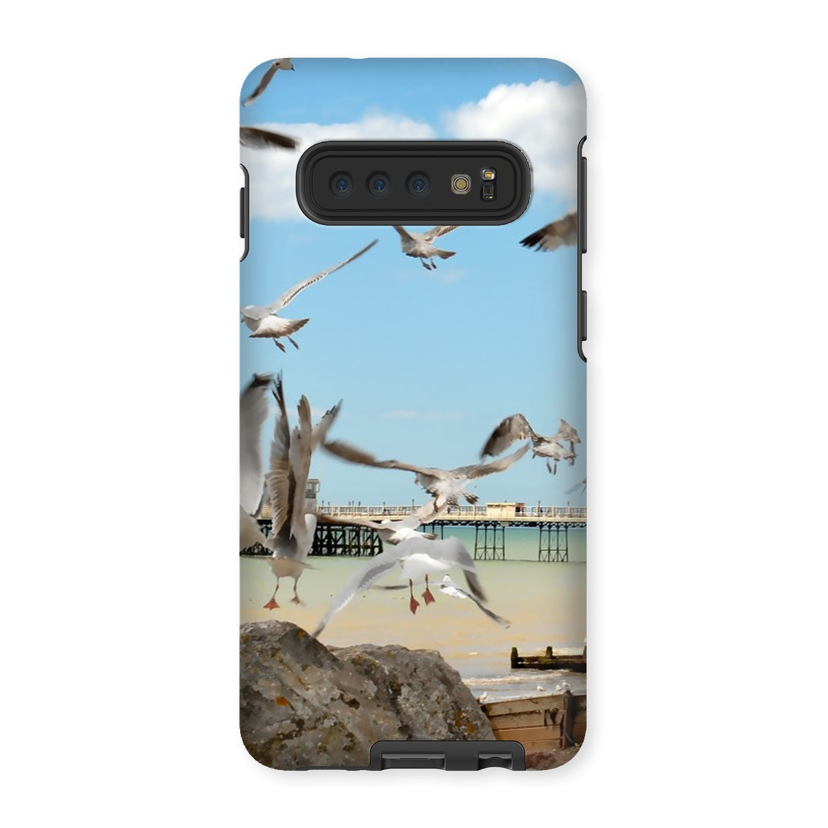 Seagulls At Feeding Time By David Sawyer Tough Phone Case