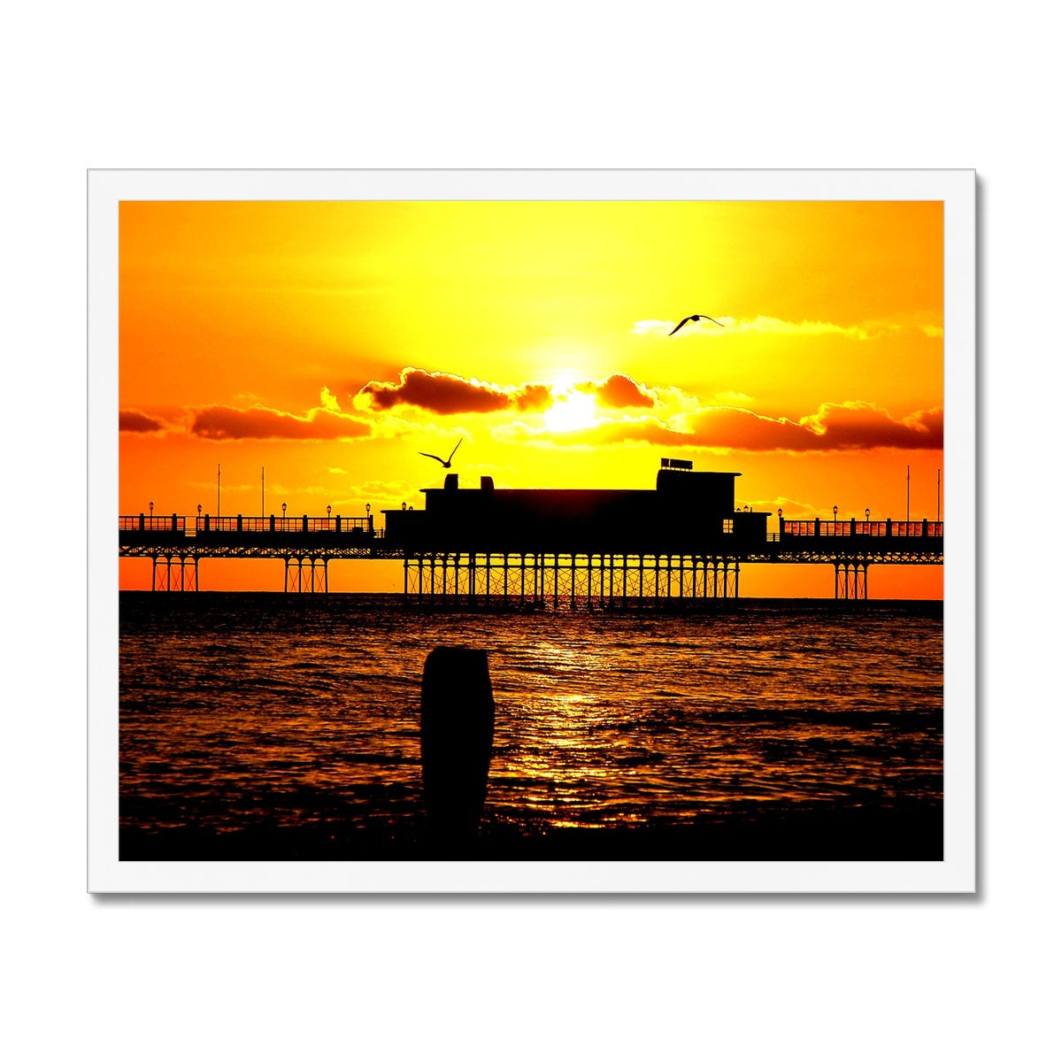 Worthing Pier Perfect Sunset by David Sawyer Budget Framed Poster