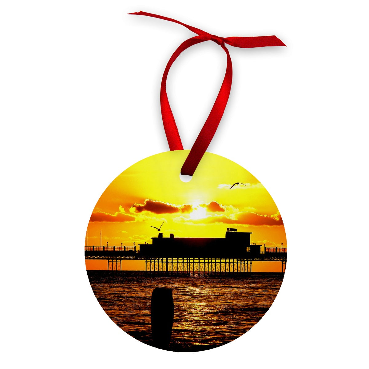 Worthing Pier Perfect Sunset by David Sawyer Wood Ornament