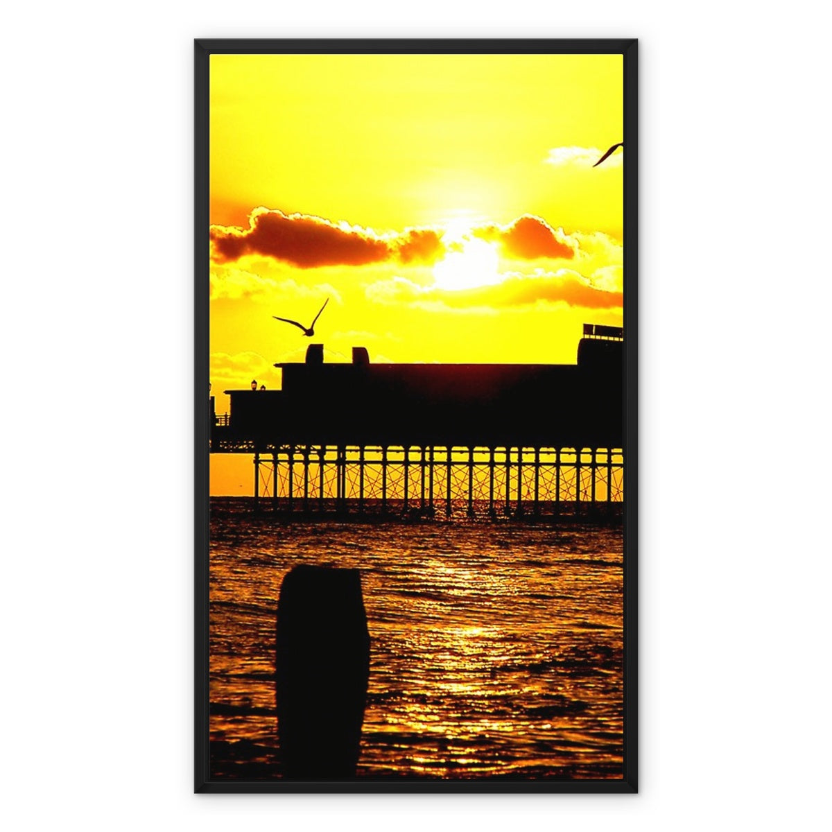 Worthing Pier Perfect Sunset by David Sawyer Framed Canvas