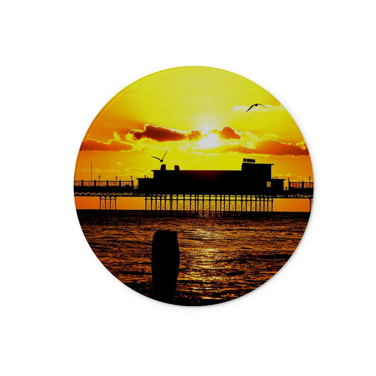 Worthing Pier Perfect Sunset by David Sawyer Glass Chopping Board