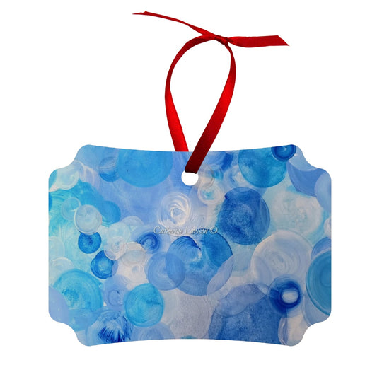 Blue Circles Wood Ornament