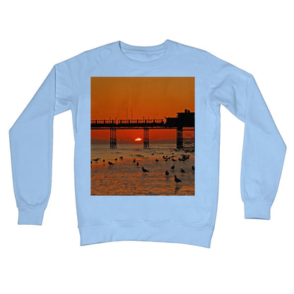 Worthing Sunset With Seagull Babies by David Sawyer Crew Neck Sweatshirt