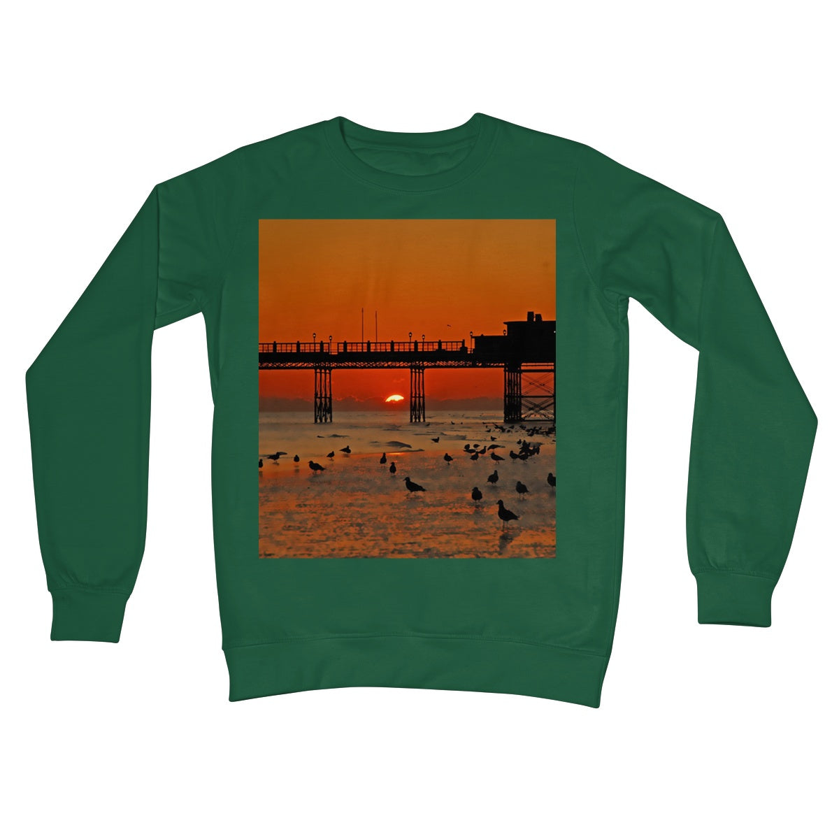 Worthing Sunset With Seagull Babies by David Sawyer Crew Neck Sweatshirt