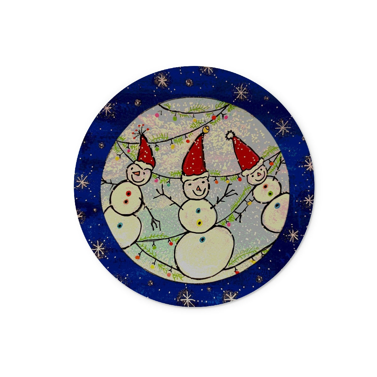 Snowmen Glass Chopping Board