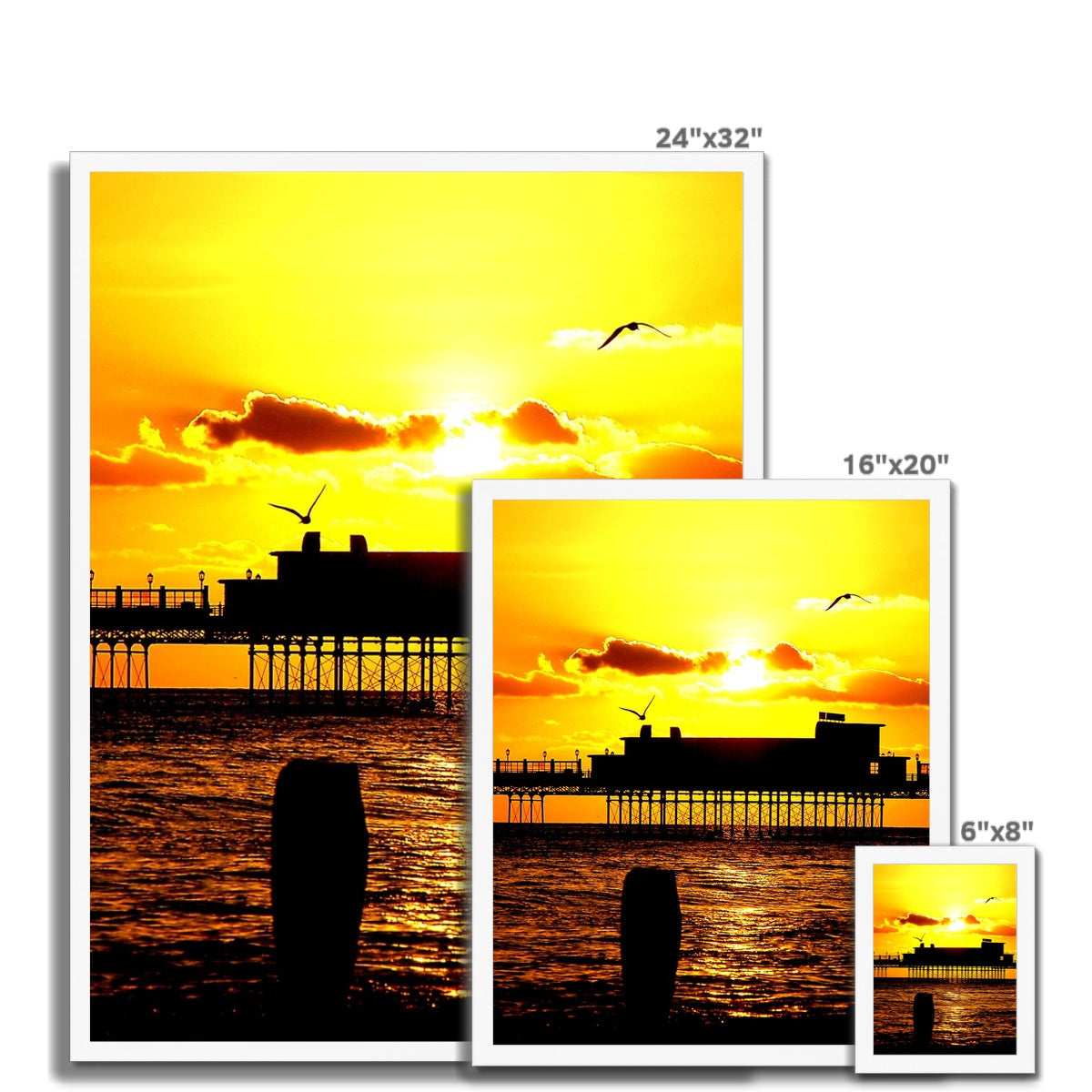 Worthing Pier Perfect Sunset by David Sawyer Budget Framed Poster