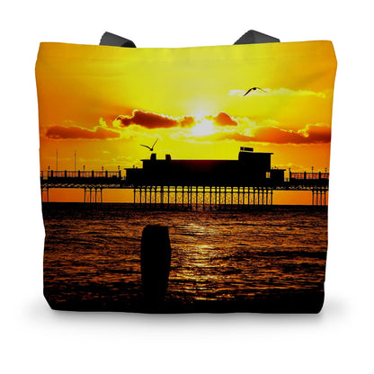 Worthing Pier Perfect Sunset by David Sawyer Canvas Tote Bag