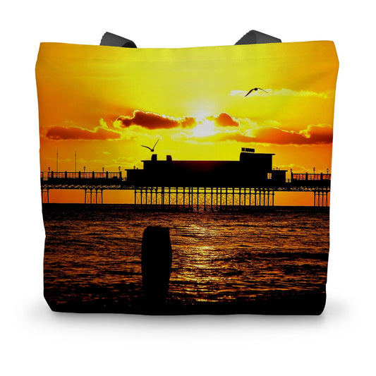 Worthing Pier Perfect Sunset by David Sawyer Canvas Tote Bag