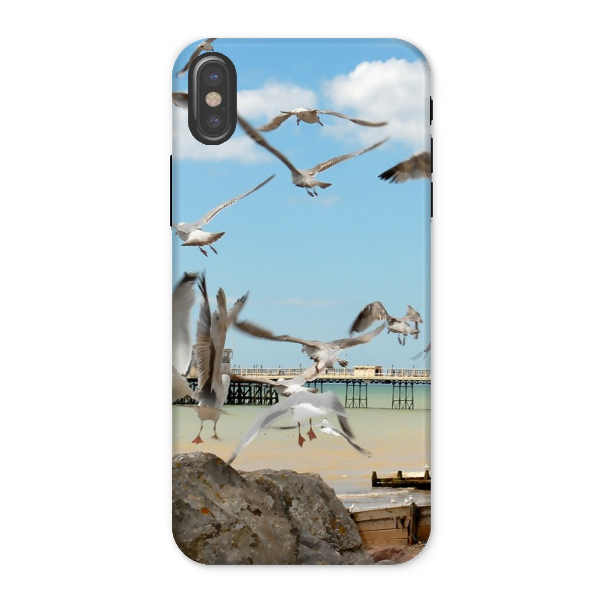 Seagulls At Feeding Time By David Sawyer Tough Phone Case