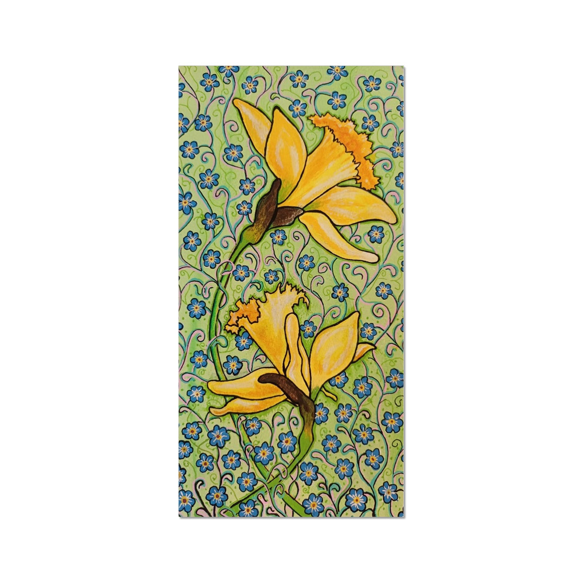 Daffodils And Forget Me Nots Fine Art Print