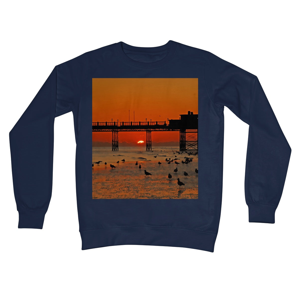 Worthing Sunset With Seagull Babies by David Sawyer Crew Neck Sweatshirt