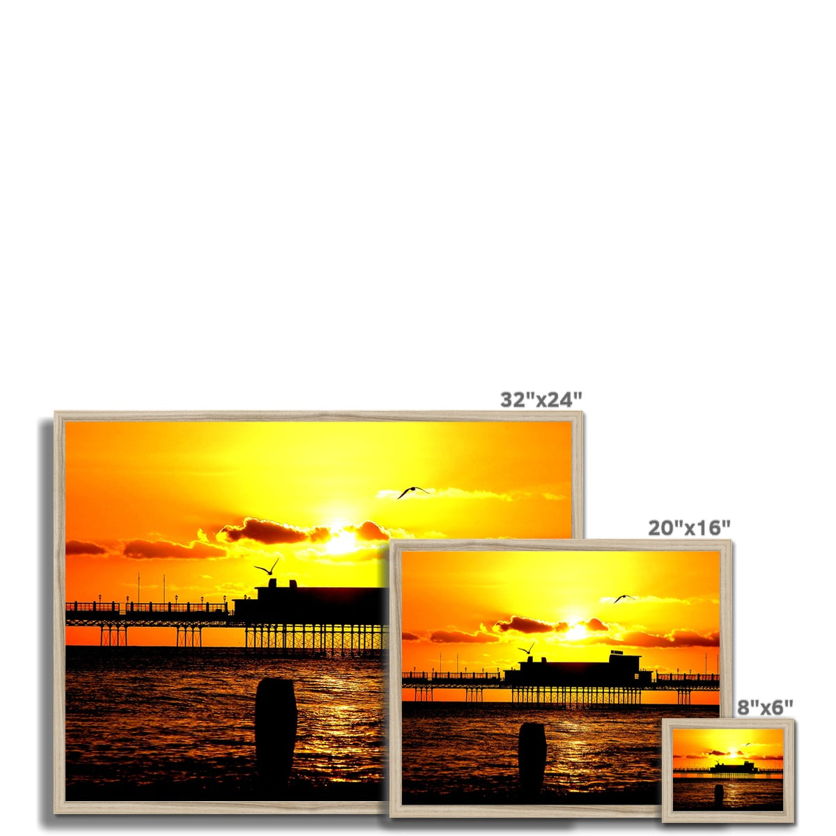 Worthing Pier Perfect Sunset by David Sawyer Budget Framed Poster