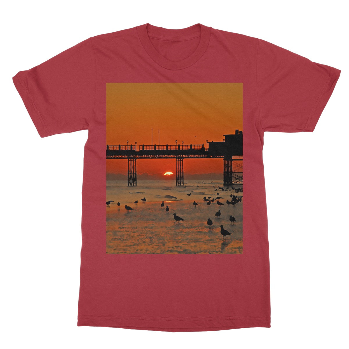 Worthing Sunset With Seagull Babies by David Sawyer Softstyle T-Shirt