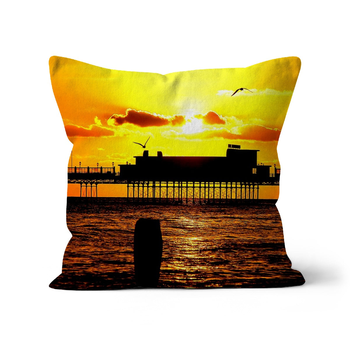 Worthing Pier Perfect Sunset by David Sawyer Cushion
