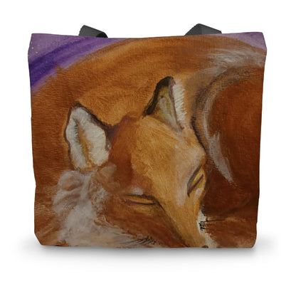 Sleepy Fox Canvas Tote Bag