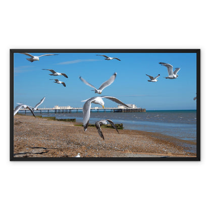 Worthing Pier From The West By David Sawyer Framed Canvas