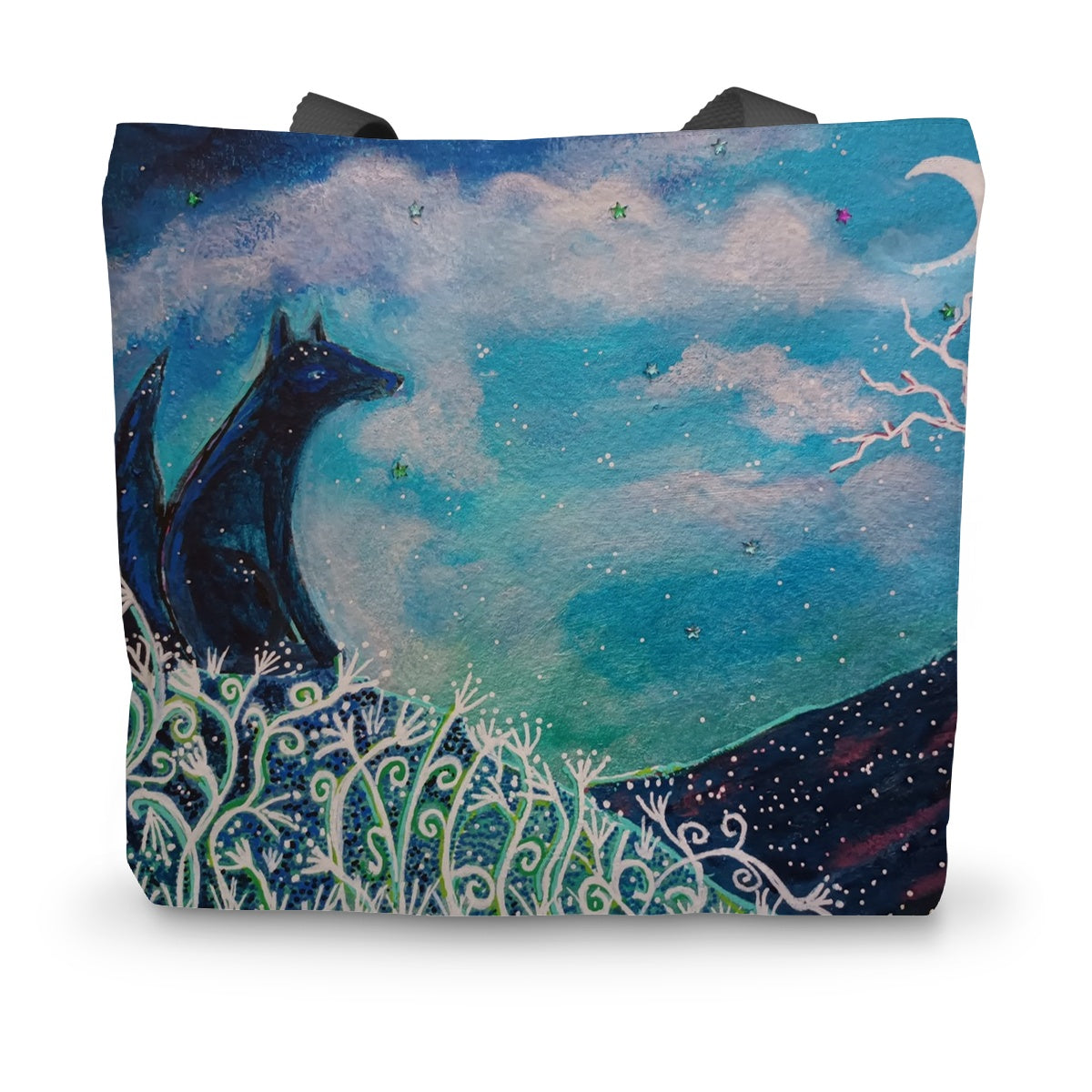 Foxy Moon Canvas Tote Bag