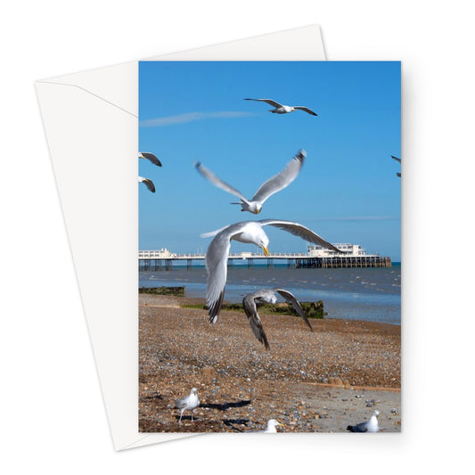 Worthing Pier From The West By David Sawyer Greeting Card