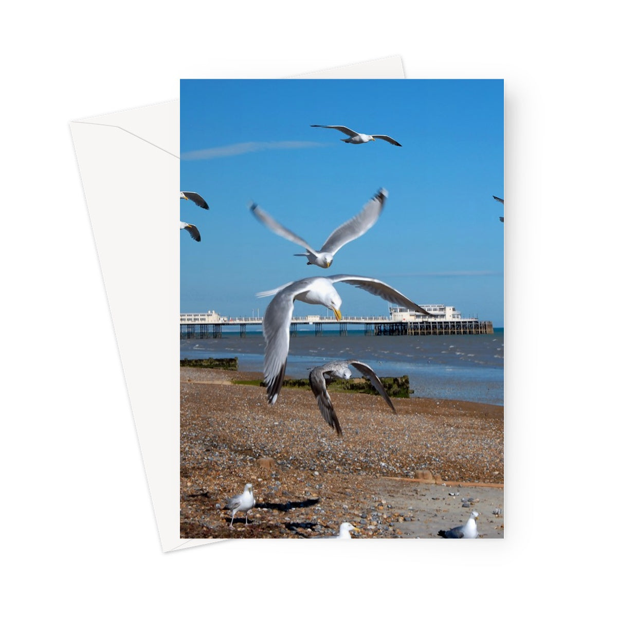 Worthing Pier From The West By David Sawyer Greeting Card