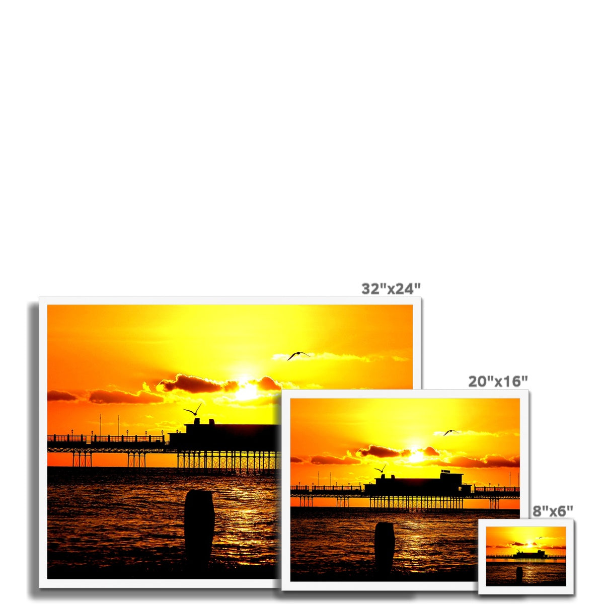 Worthing Pier Perfect Sunset by David Sawyer Budget Framed Poster