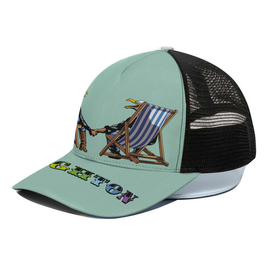 Unisex Peaked Cap With Black Half-mesh