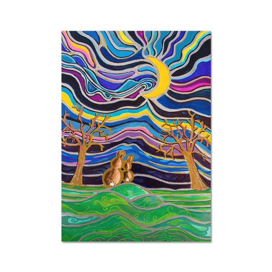 Bunnies Under The Moon Fine Art Print