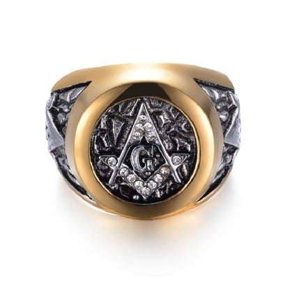 Two-color Ring Retro Punk Masonic Ring