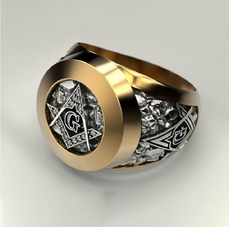 Two-color Ring Retro Punk Masonic Ring