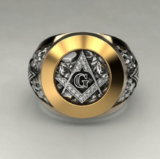 Two-color Ring Retro Punk Masonic Ring