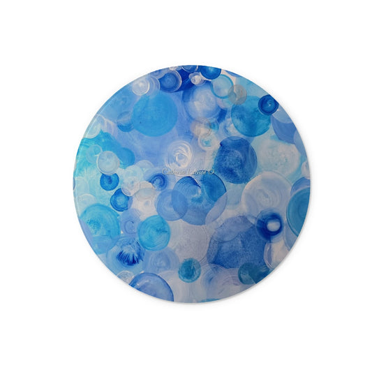 Blue Circles Glass Chopping Board
