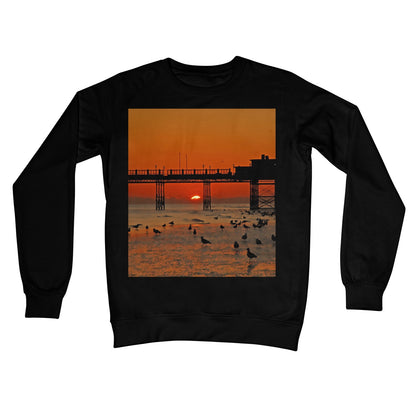 Worthing Sunset With Seagull Babies by David Sawyer Crew Neck Sweatshirt