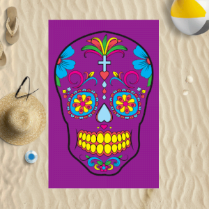 Beach Towel - Candy Skull - Purple