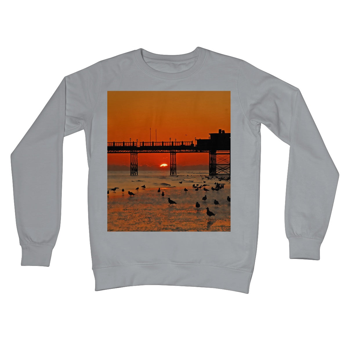 Worthing Sunset With Seagull Babies by David Sawyer Crew Neck Sweatshirt