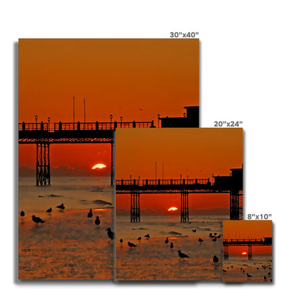 Worthing Sunset With Seagull Babies by David Sawyer Canvas