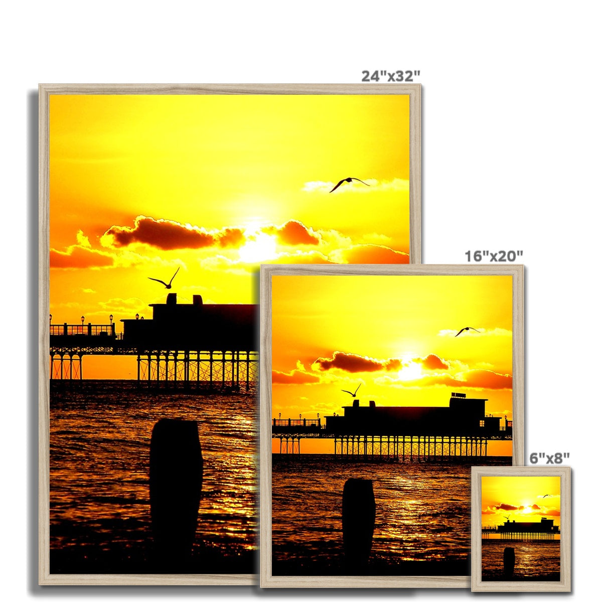 Worthing Pier Perfect Sunset by David Sawyer Budget Framed Poster